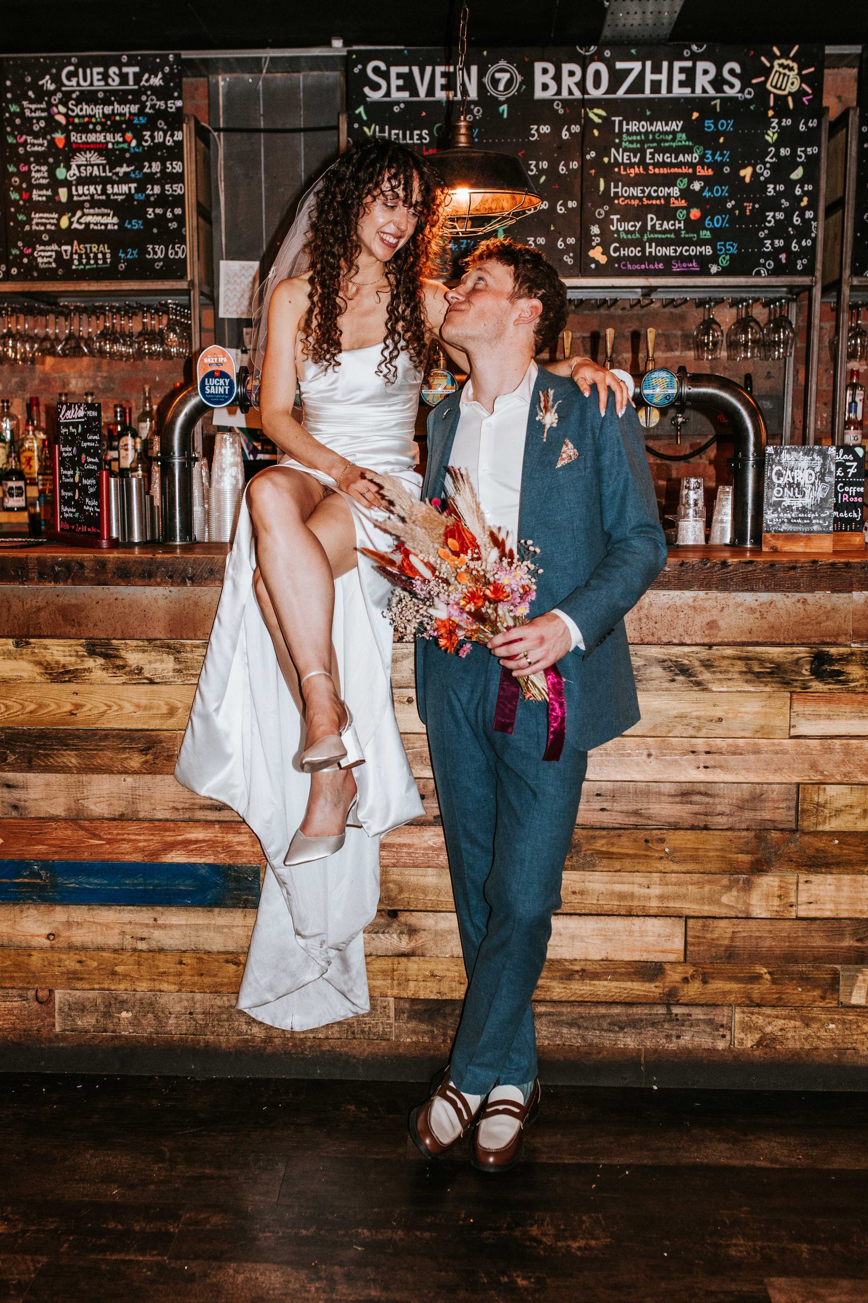 Seven Brothers Brewery wedding portraits with flash